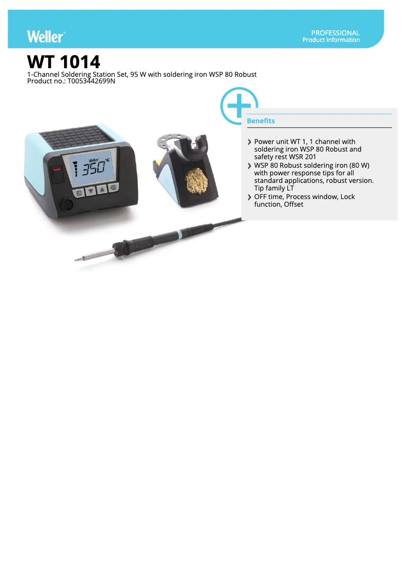 Página 1 del manual Ficha técnica Weller WT 1014