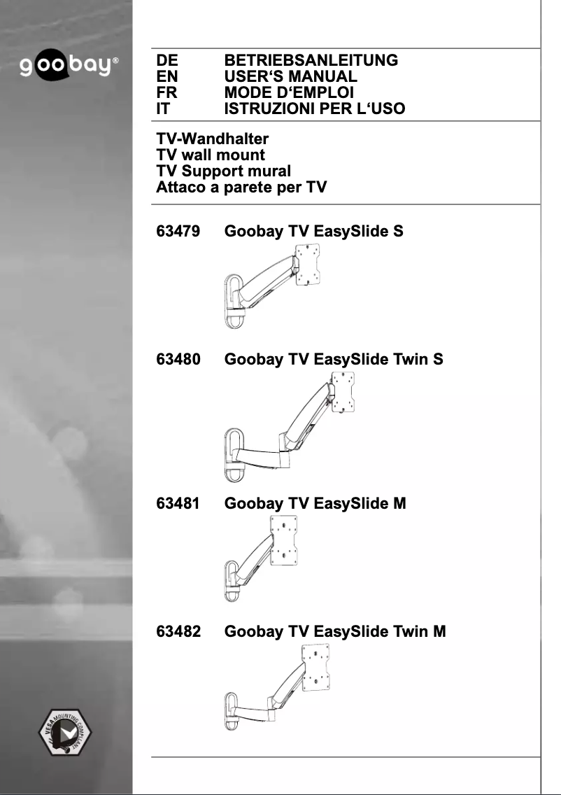 Imagen de la primera página del manual del dispositivo TV Easyslide M