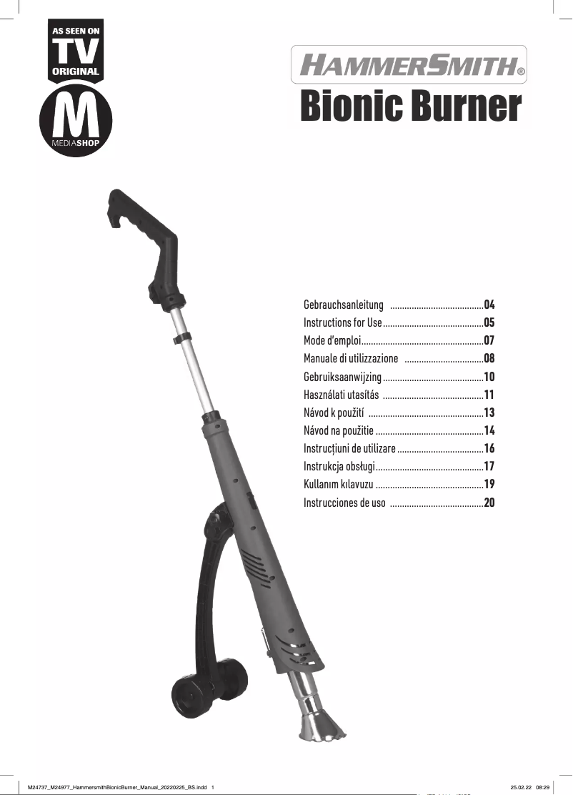 Imagen de la primera página del manual del dispositivo Bionic Burner