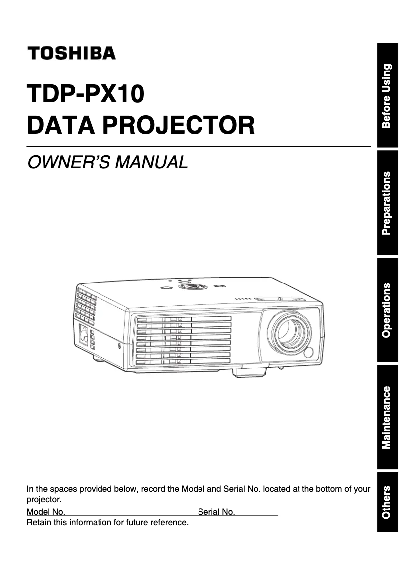 Imagen de la primera página del manual del dispositivo TDP-PX10