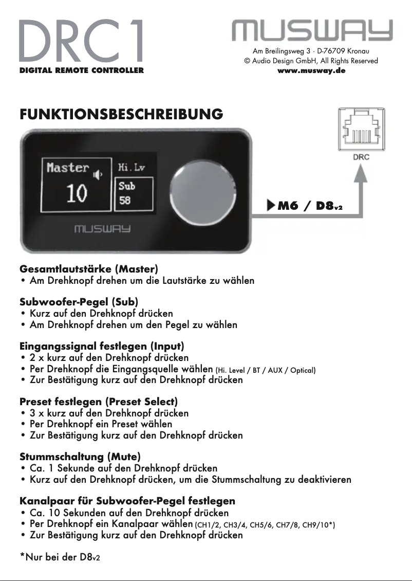 Página 1 del manual Manual de usuario Musway DRC1