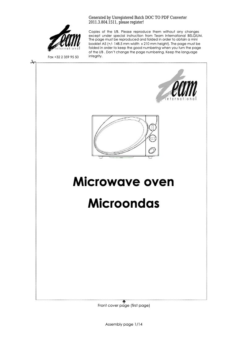 Imagen de la primera página del manual del dispositivo MW 58