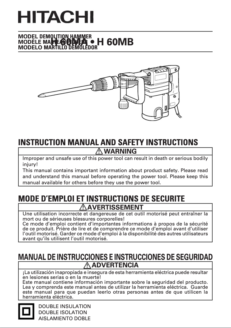 Página 1 del manual Manual de usuario Hitachi H 60MA