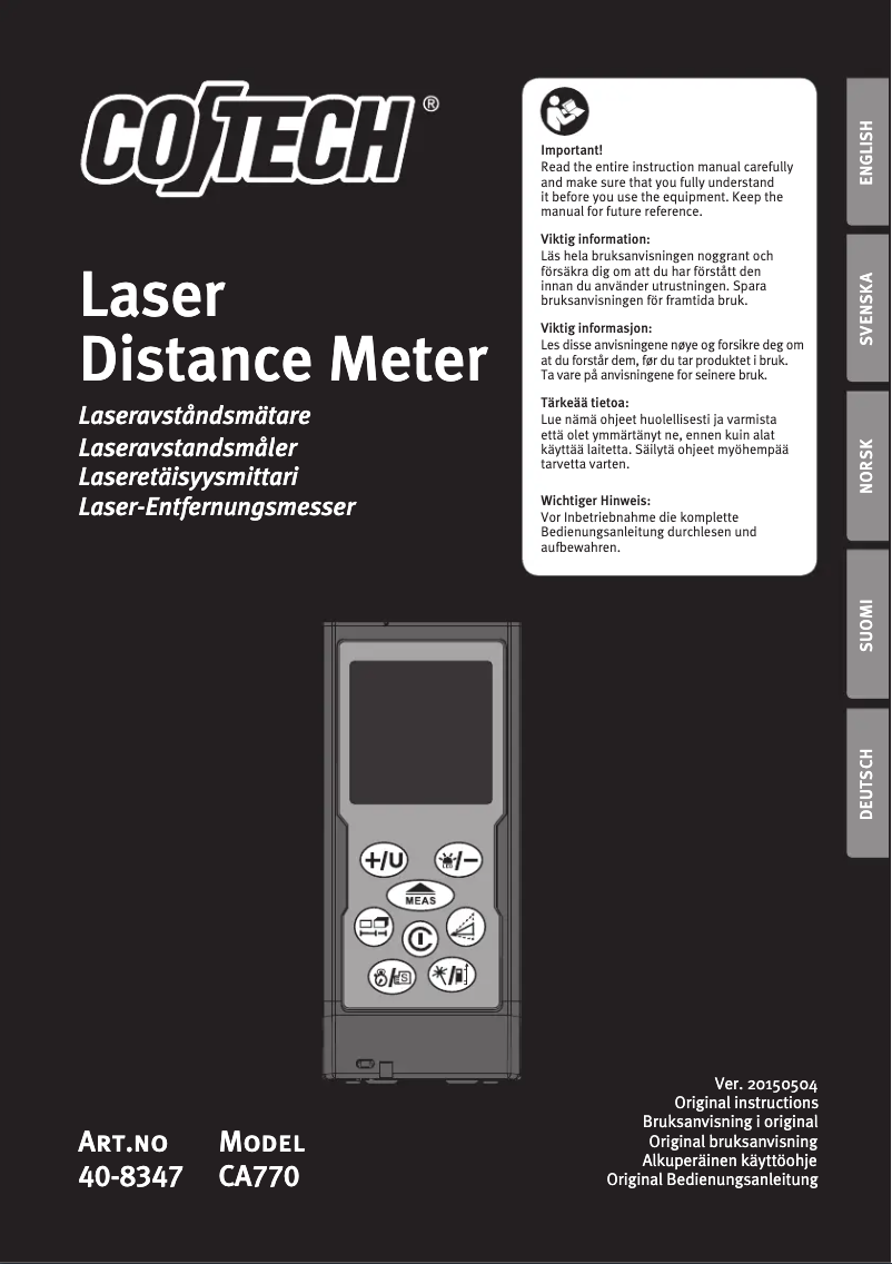 Imagen de la primera página del manual del dispositivo CA770