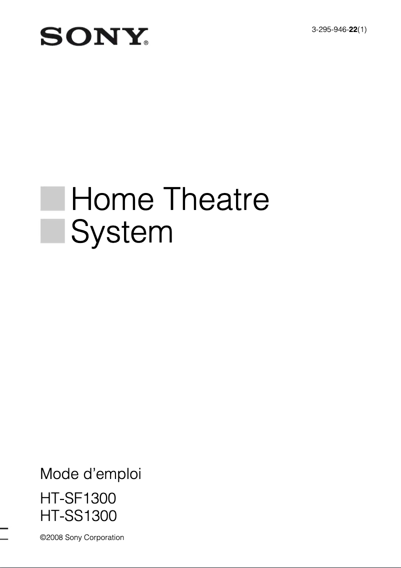 Página 1 del manual Manual de usuario Sony HT-SS1300