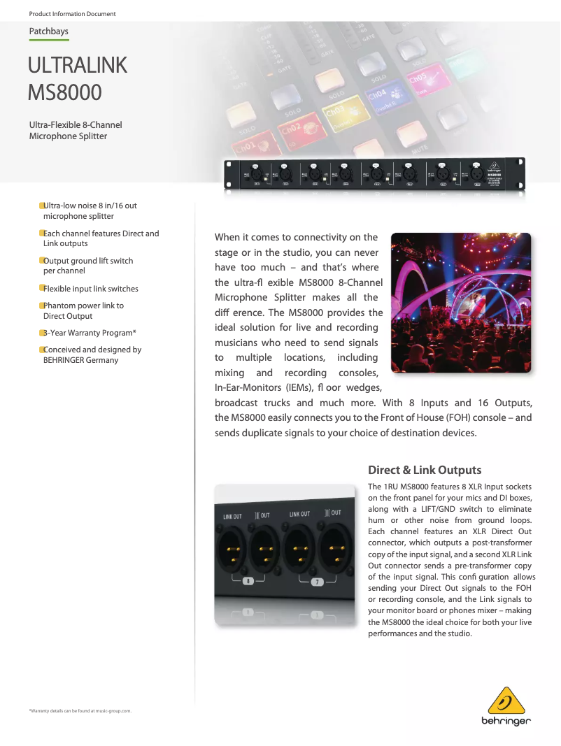 Imagen de la primera página del manual del dispositivo ULTRALINK MS8000