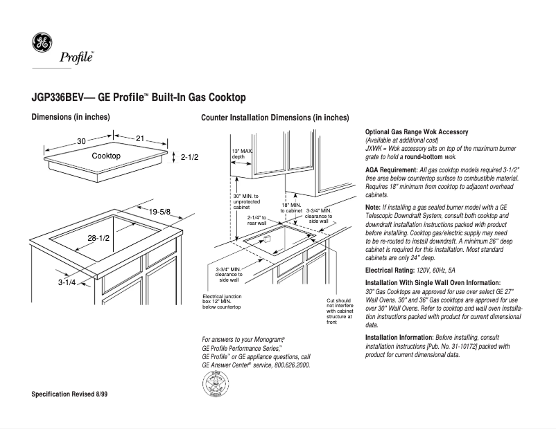 Imagen de la primera página del manual del dispositivo JGP336BEVBB