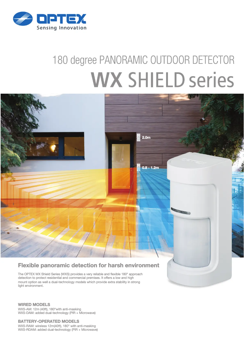 Página 1 del manual Ficha técnica Optex WXS-RDAM