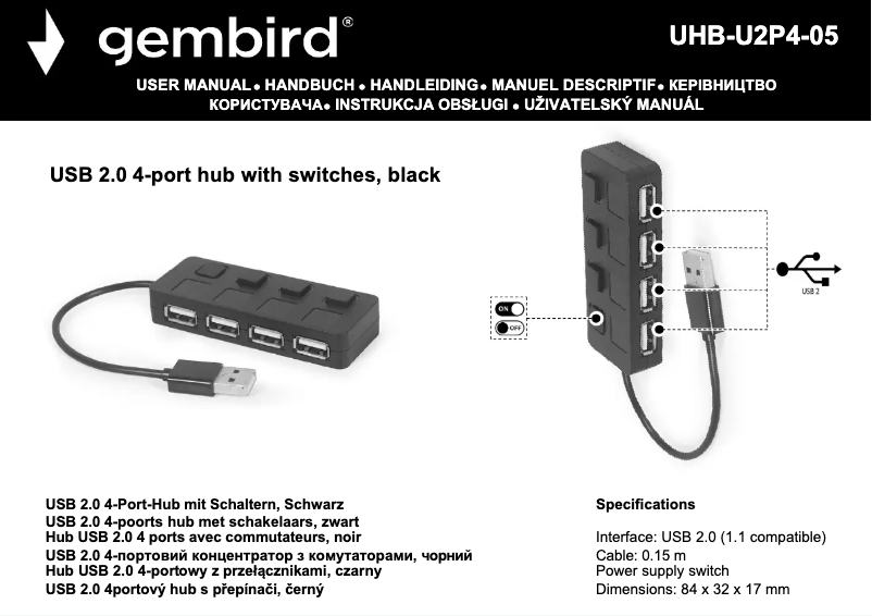 Página 1 del manual Manual de usuario Gembird UHB-U2P4-05