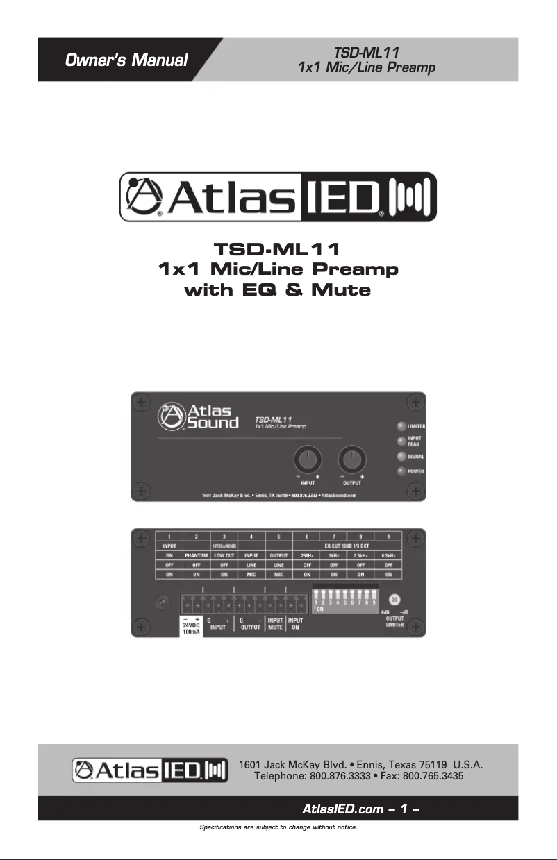 Página 1 del manual Manual de usuario Atlas Sound TSD-ML11