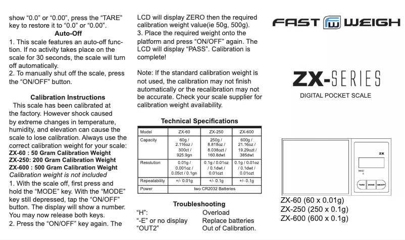 Página 1 del manual Manual de usuario American Weigh Scales FW-ZX4-650