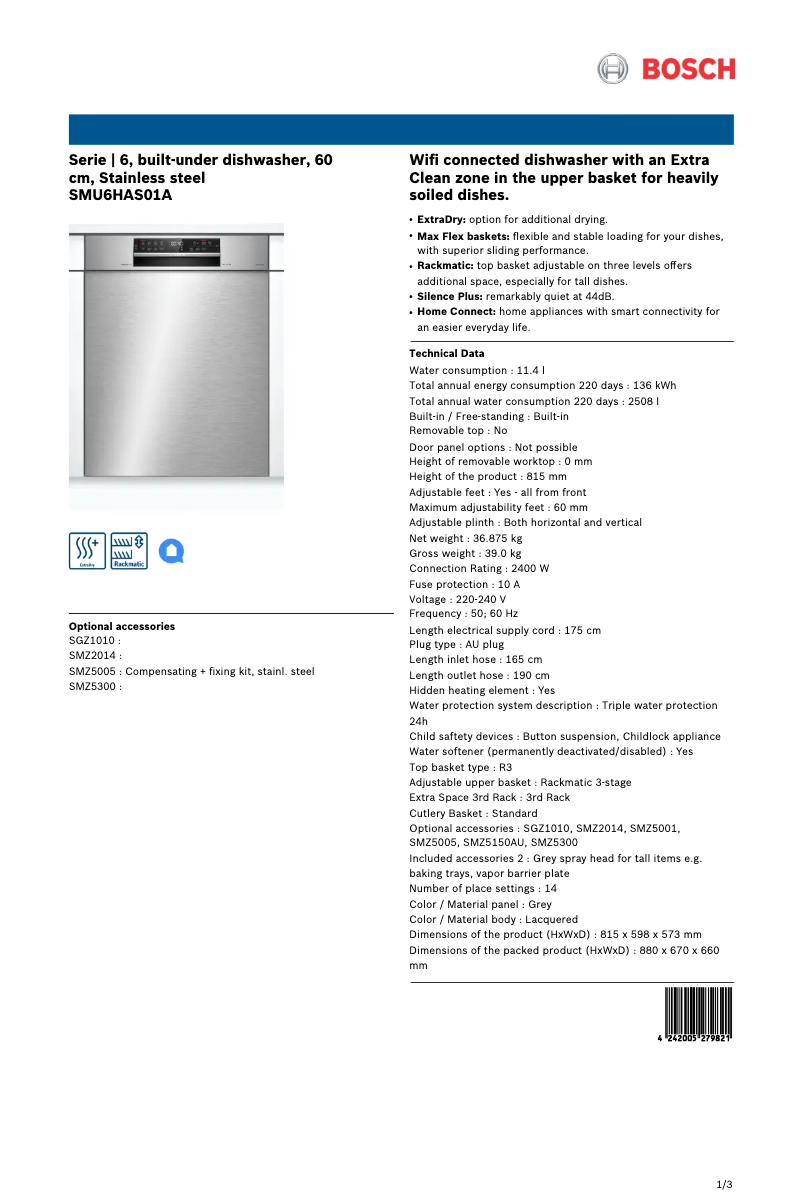 Imagen de la primera página del manual del dispositivo SMU6HAS01A