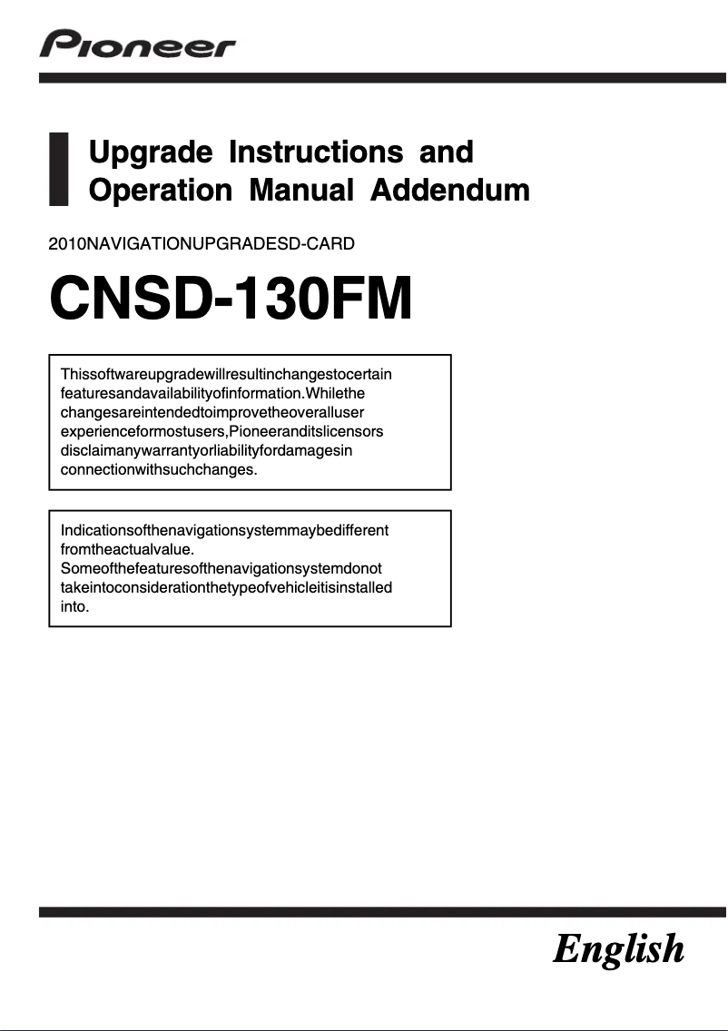 Página 1 del manual Manual de usuario Pioneer CNSD-130FM