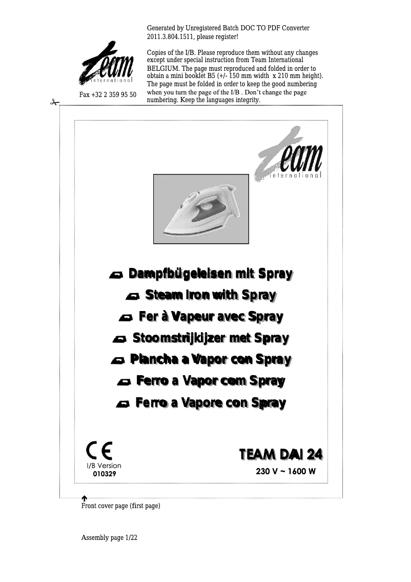 Imagen de la primera página del manual del dispositivo DAI 24