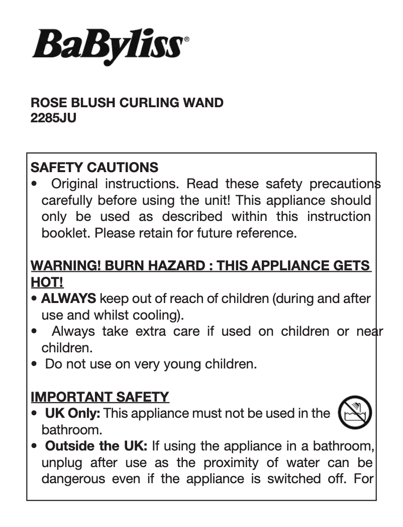 Página 1 del manual Manual de usuario BaByliss Rose Blush 2285JU