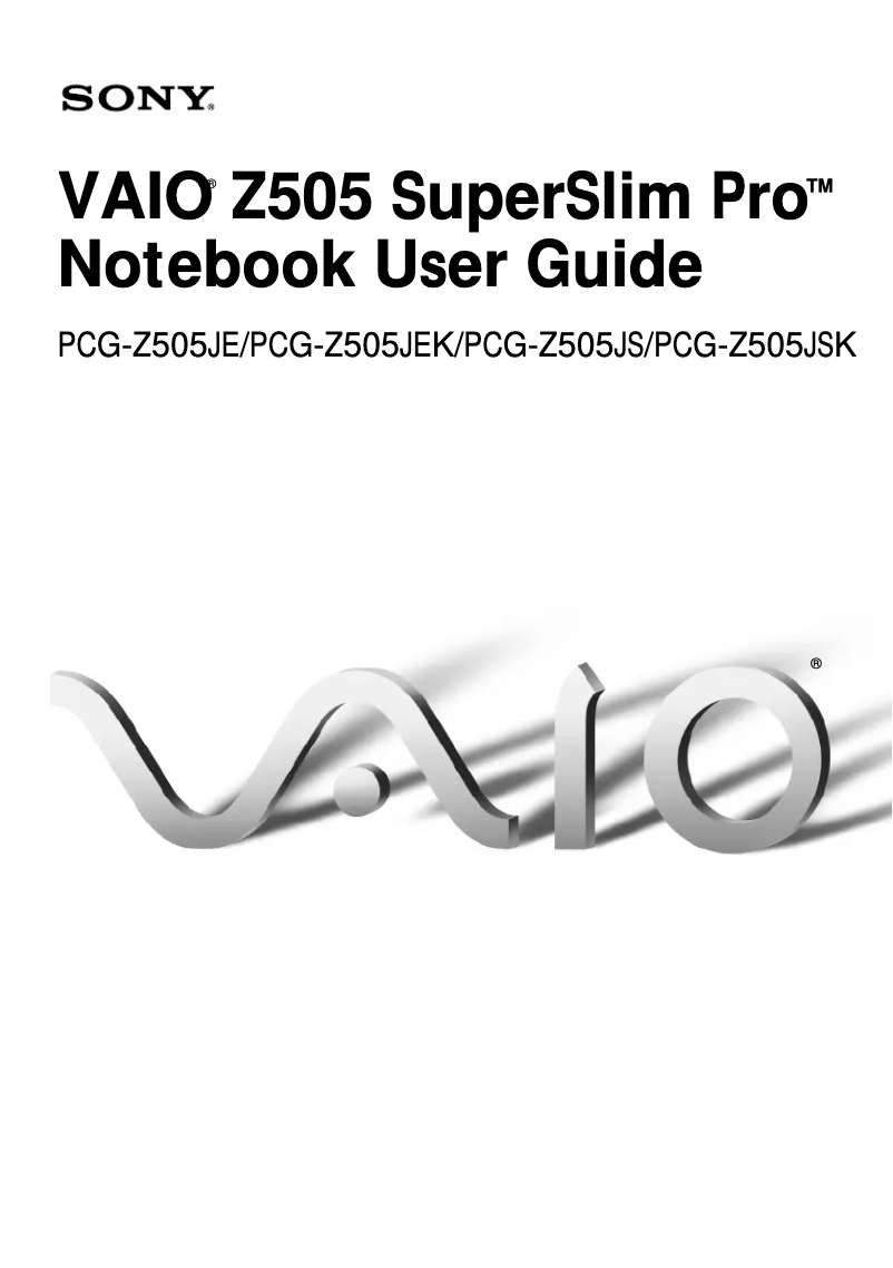 Imagen de la primera página del manual del dispositivo Vaio PCG-Z505JS