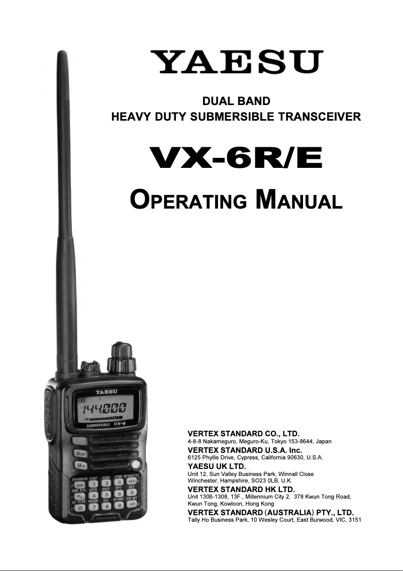 Página nº 1 - Manual de usuario Yaesu VX-6R-E