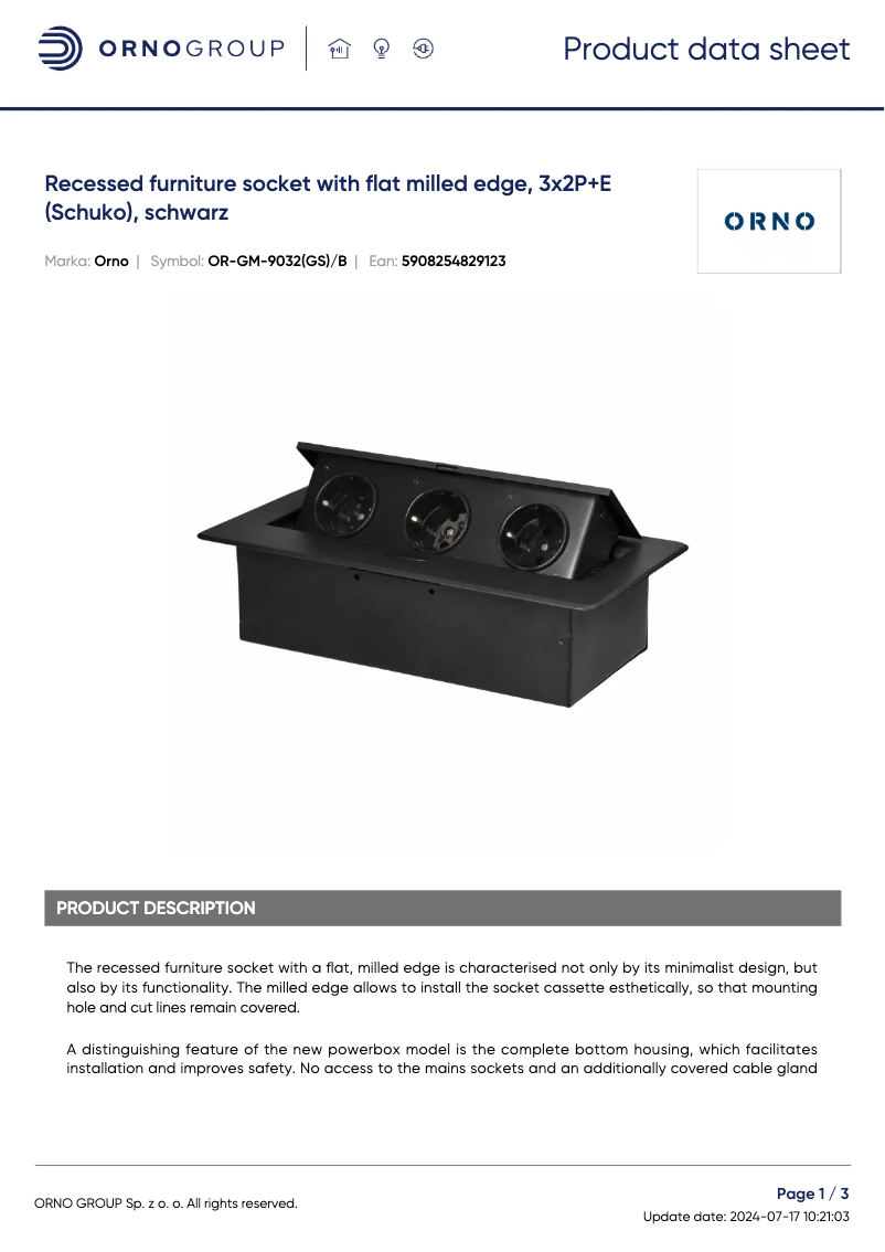 Imagen de la primera página del manual del dispositivo OR-GM-9032