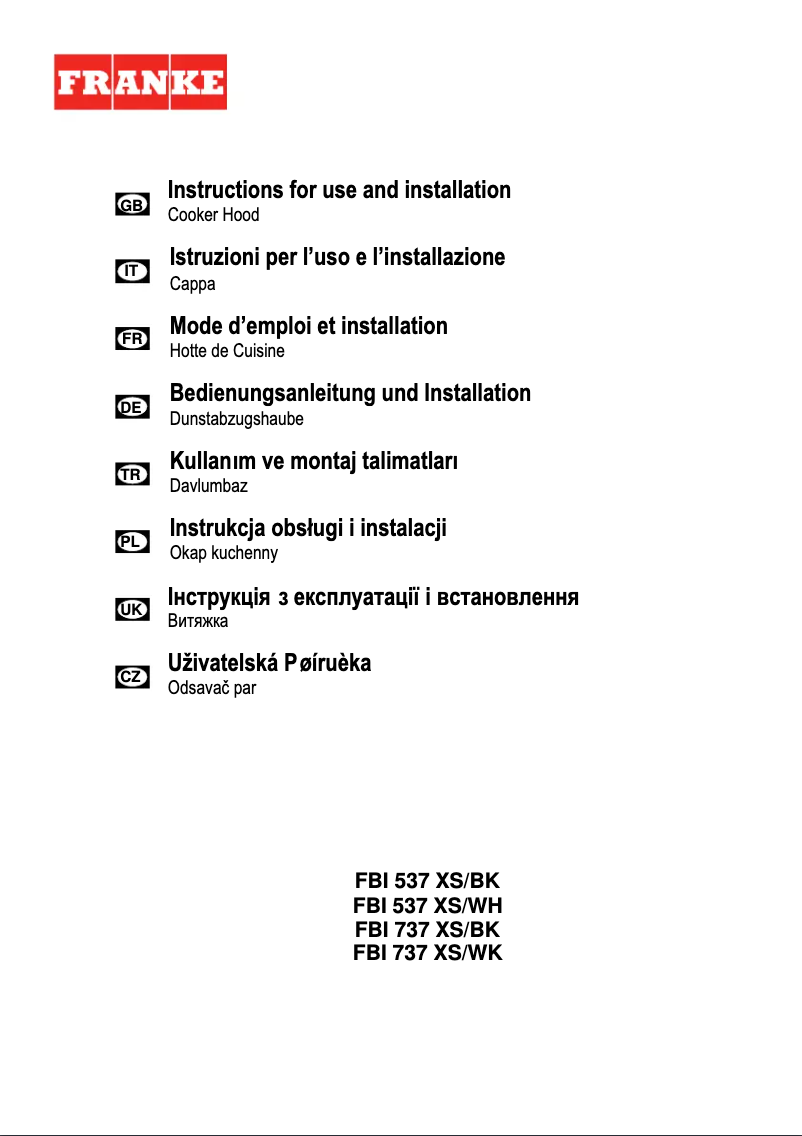 Imagen de la primera página del manual del dispositivo FBI 737 XS/BK