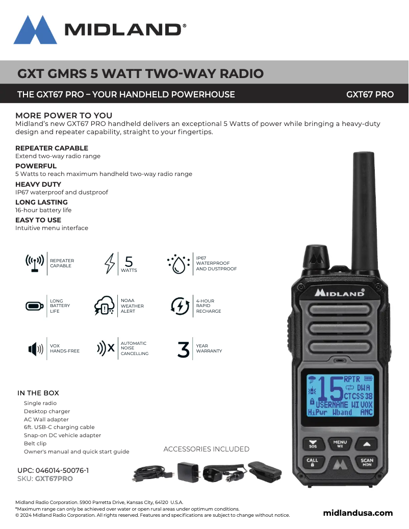 Página nº 1 - Ficha técnica Midland GXT67 PRO