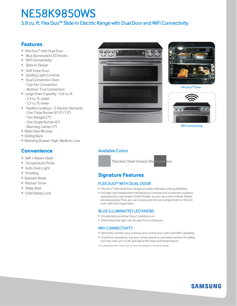 Imagen de la primera página del manual del dispositivo NE58K9850WG