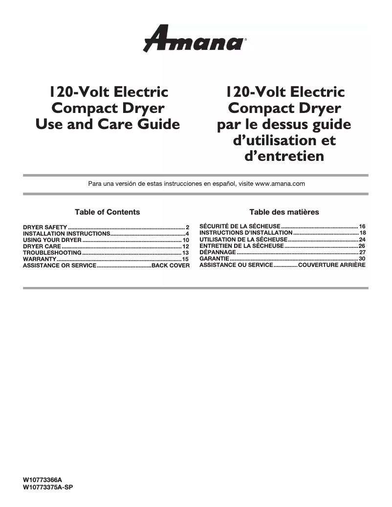 Página nº 1 - Manual de usuario Amana NEC3120FW