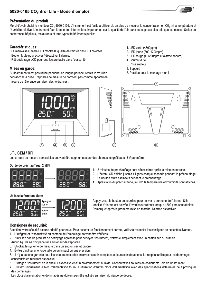 Página nº 1 - Manual de usuario TFA AirCO2ntrol Life 31.5003