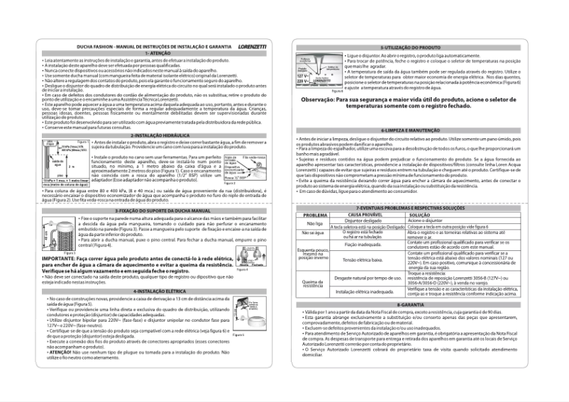 Página 1 del manual Manual de usuario Lorenzetti Fasion