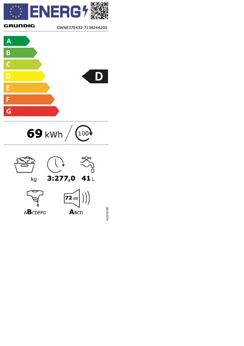 Página 1 del manual Etiqueta energética Grundig GWNE37E432