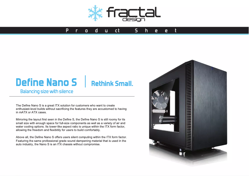 Página 1 del manual Ficha técnica Fractal Design Define Nano S