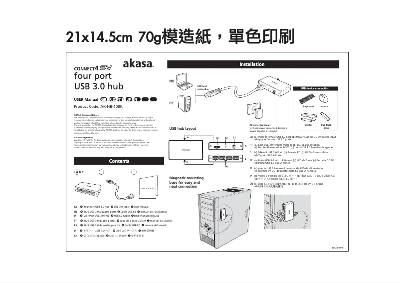 Imagen de la primera página del manual del dispositivo AK-HB-10BK