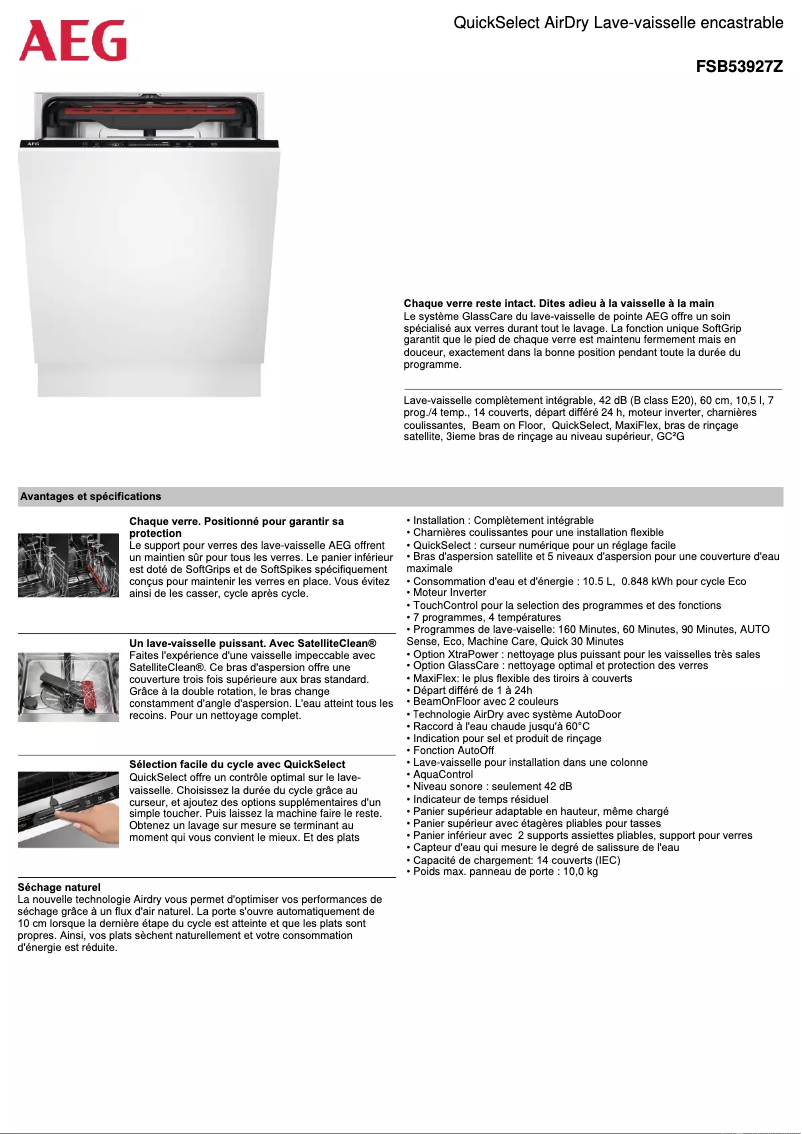 Página nº 1 - Ficha técnica AEG FSB53927Z