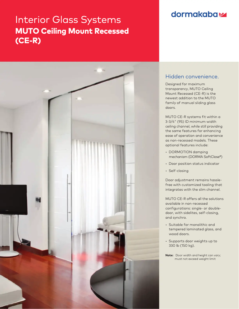 Página 1 del manual Manual de usuario Dormakaba MUTO Recessed