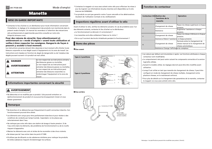 Página nº 1 - Manual de usuario Shimano SW-S705