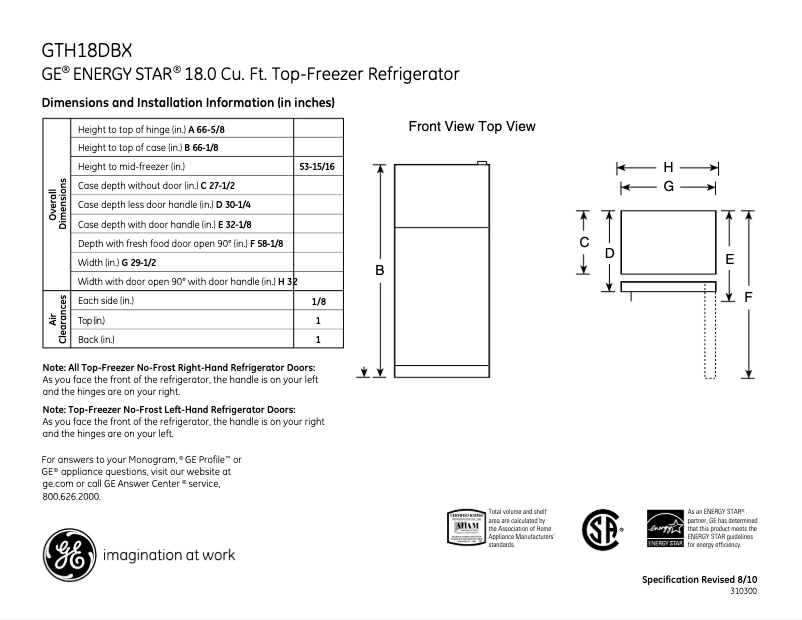 Imagen de la primera página del manual del dispositivo GTH18DBXLWW