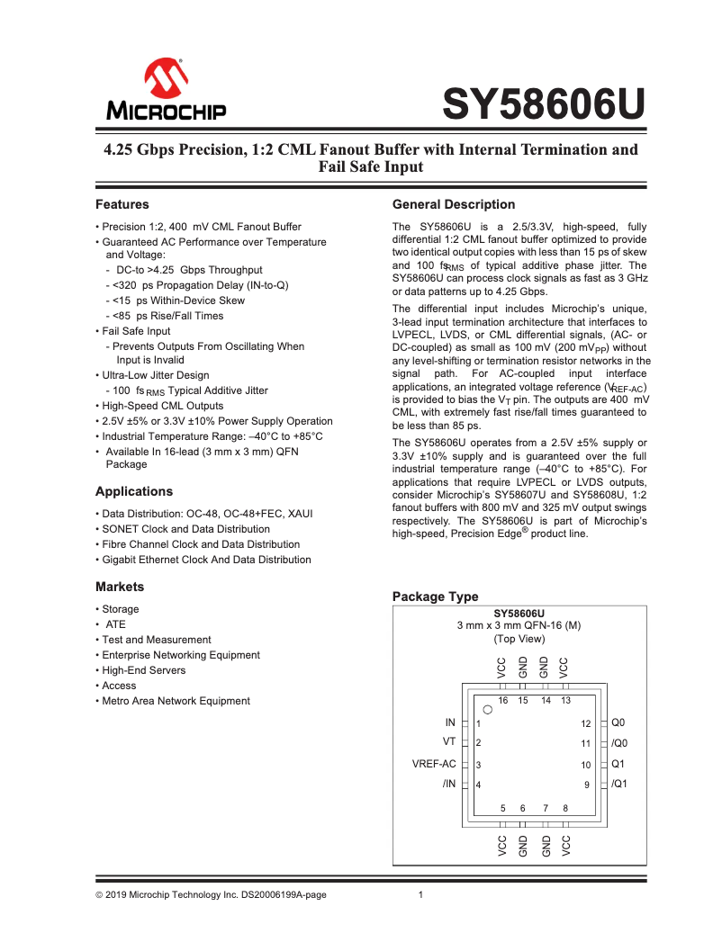 Imagen de la primera página del manual del dispositivo SY58606U