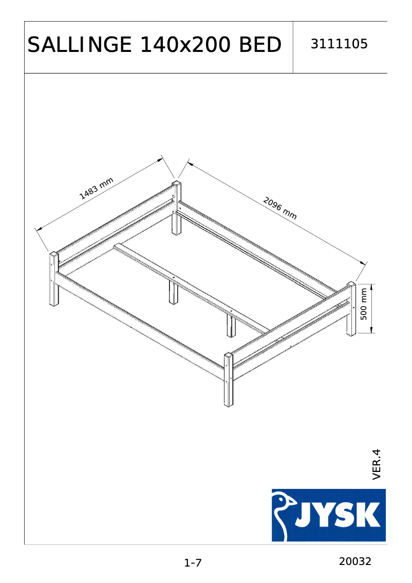Página nº 1 - Manual de usuario JYSK Sallinge (140x200)