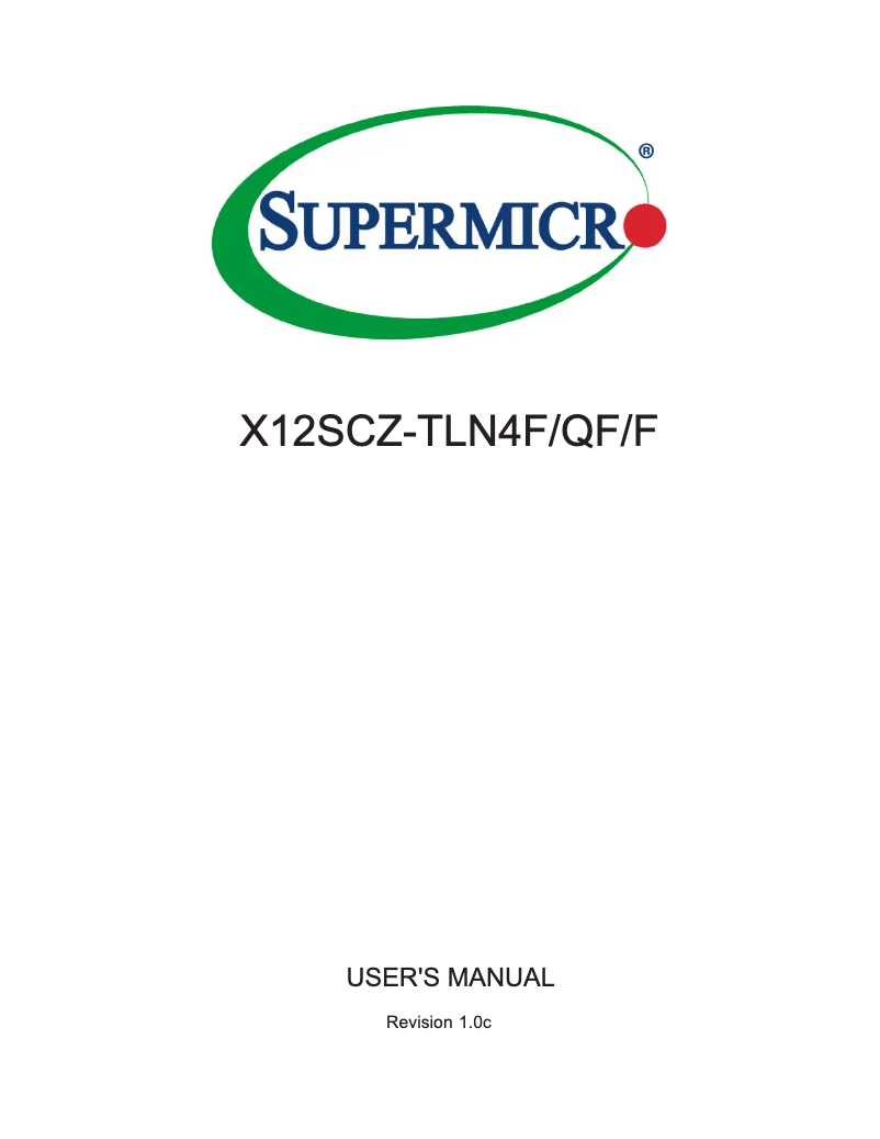 Página nº 1 - Manual de usuario Supermicro X12SCZ-F