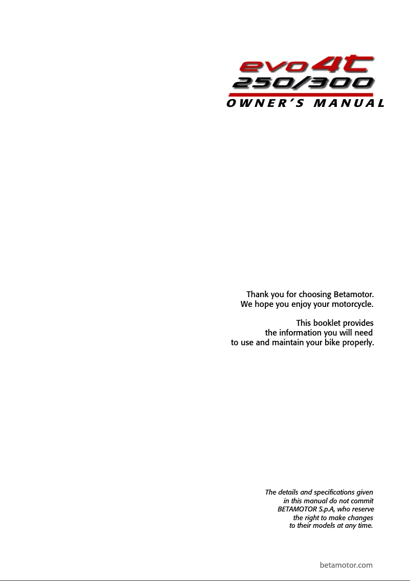 Página 1 del manual Manual de usuario Beta EVO 300 4T (2009)