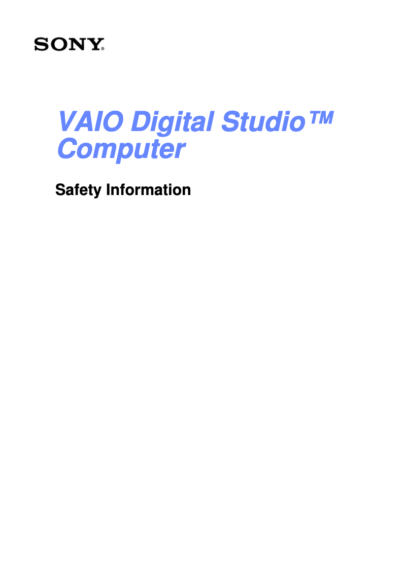 Imagen de la primera página del manual del dispositivo Vaio PCV-RX640