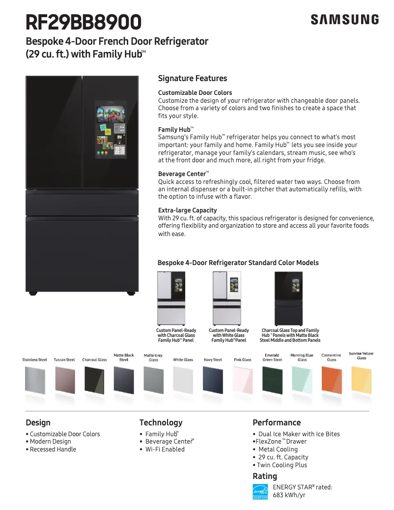 Imagen de la primera página del manual del dispositivo RF29BB8900AW