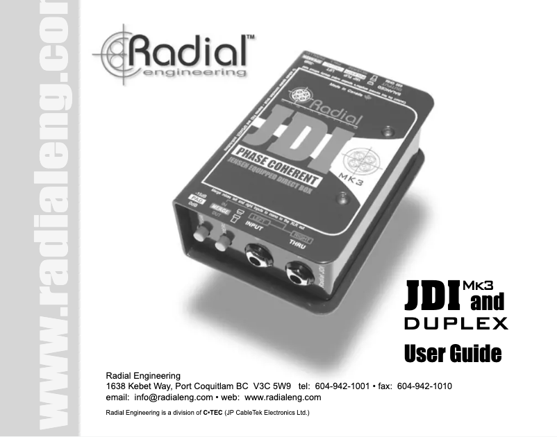Página 1 del manual Manual de usuario Radial Engineering JDI