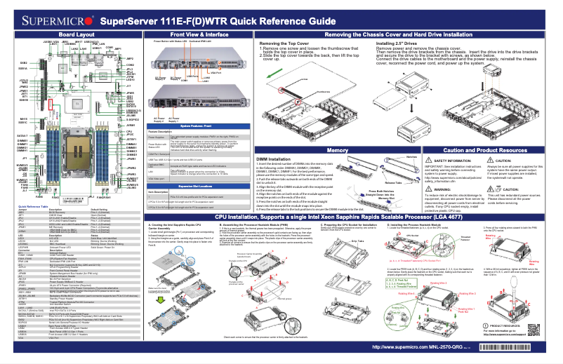 Página 1 del manual Guía de inicio rápido Supermicro SuperServer SYS-111E-FDWTR