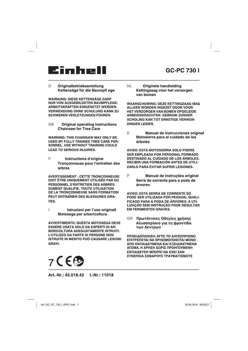 Página 1 del manual Manual de usuario Einhell GC-PC 730 I