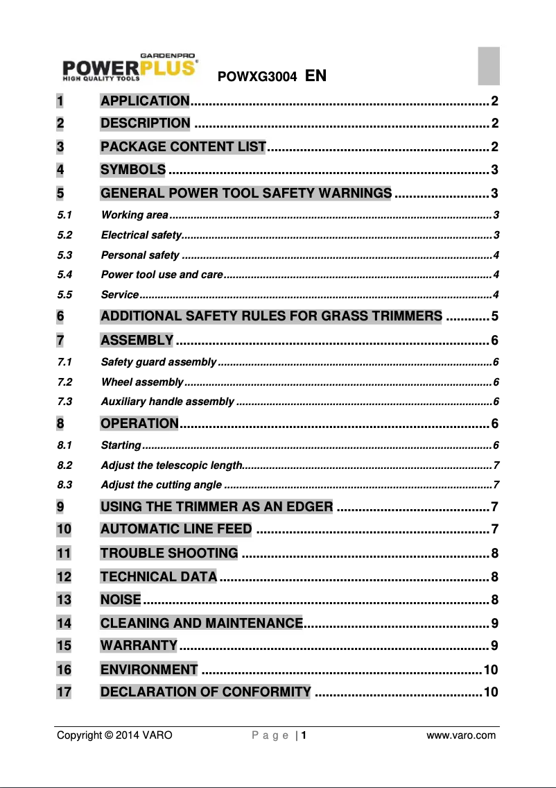 Página nº 1 - Manual de usuario PowerPlus POWXG3004