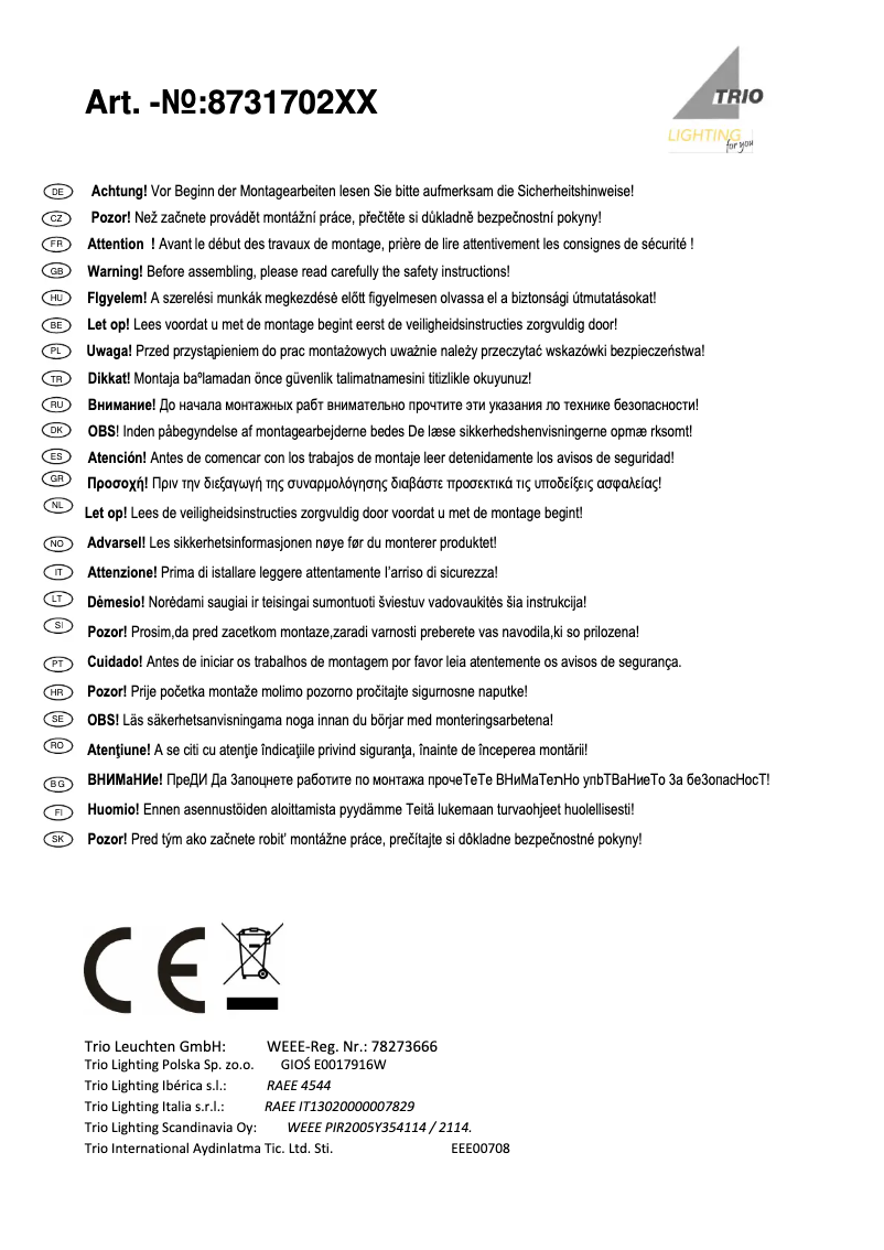 Imagen de la primera página del manual del dispositivo Narcos 873170207