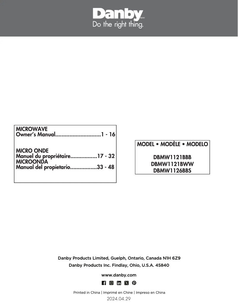 Imagen de la primera página del manual del dispositivo DBMW1121BWW