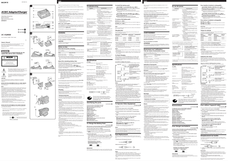 Página 1 del manual Manual de usuario Sony AC-VQ850D