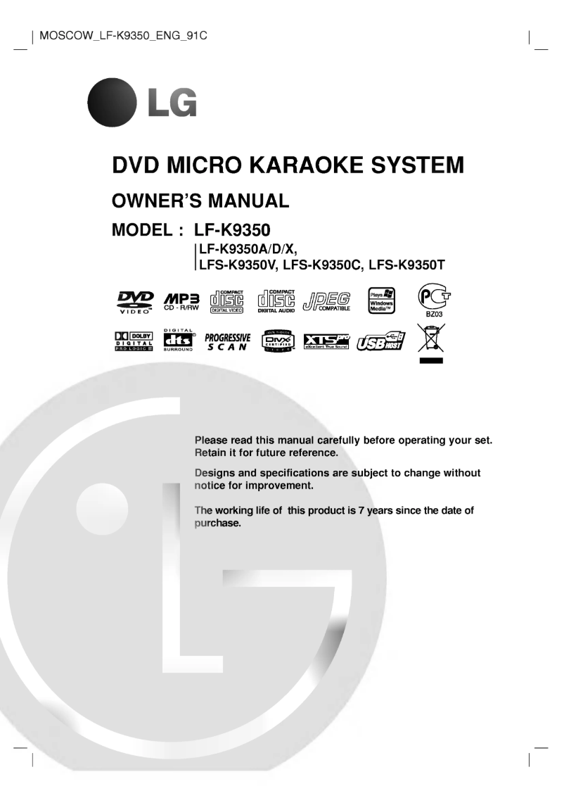 Página nº 1 - Manual de usuario LG LF-K9350X