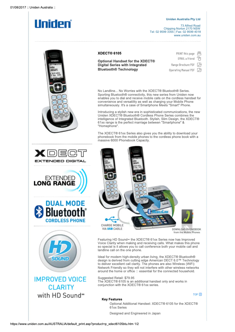Imagen de la primera página del manual del dispositivo XDECT 6105BTU